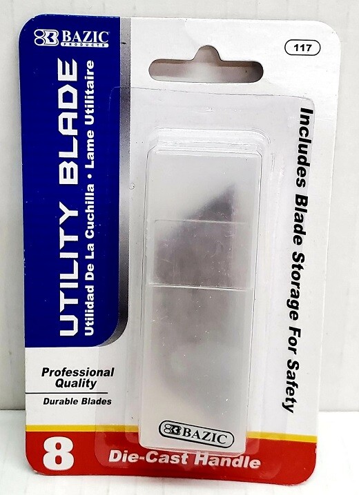 BAZIC UTILITY KNIFE REPLACEMENT BLADES RAZOR DIE-CAST SHARP 8 PACK CASE REFILL