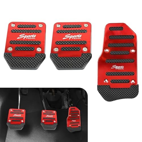 MLY 3PCS Car Pedal Covers, Anti-Rubbing Brake & Clutch Pedal Red #Manual Red