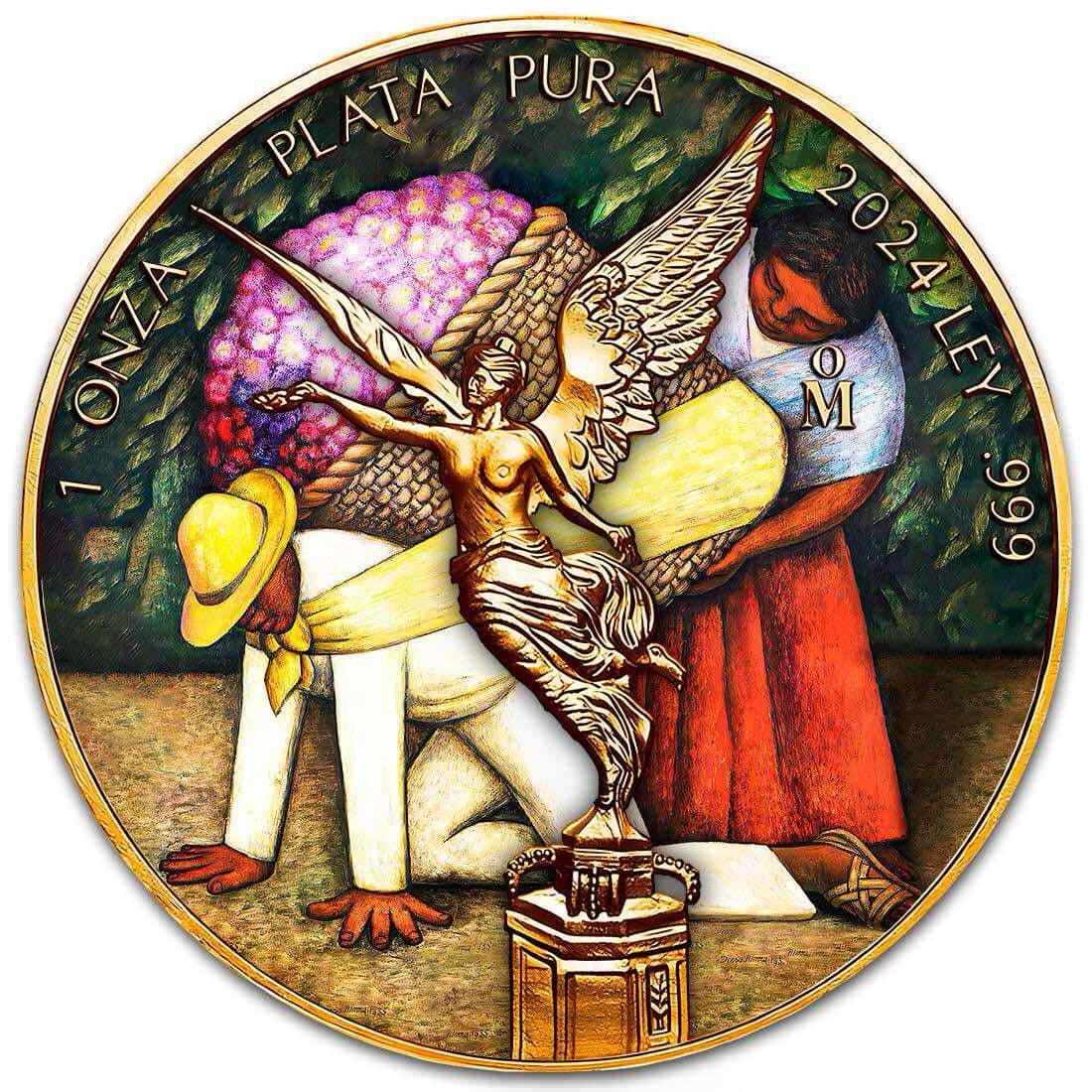 2024 Mexico Libertad Diego Rivera The Flower Carrier 1 oz silver Colorized coin