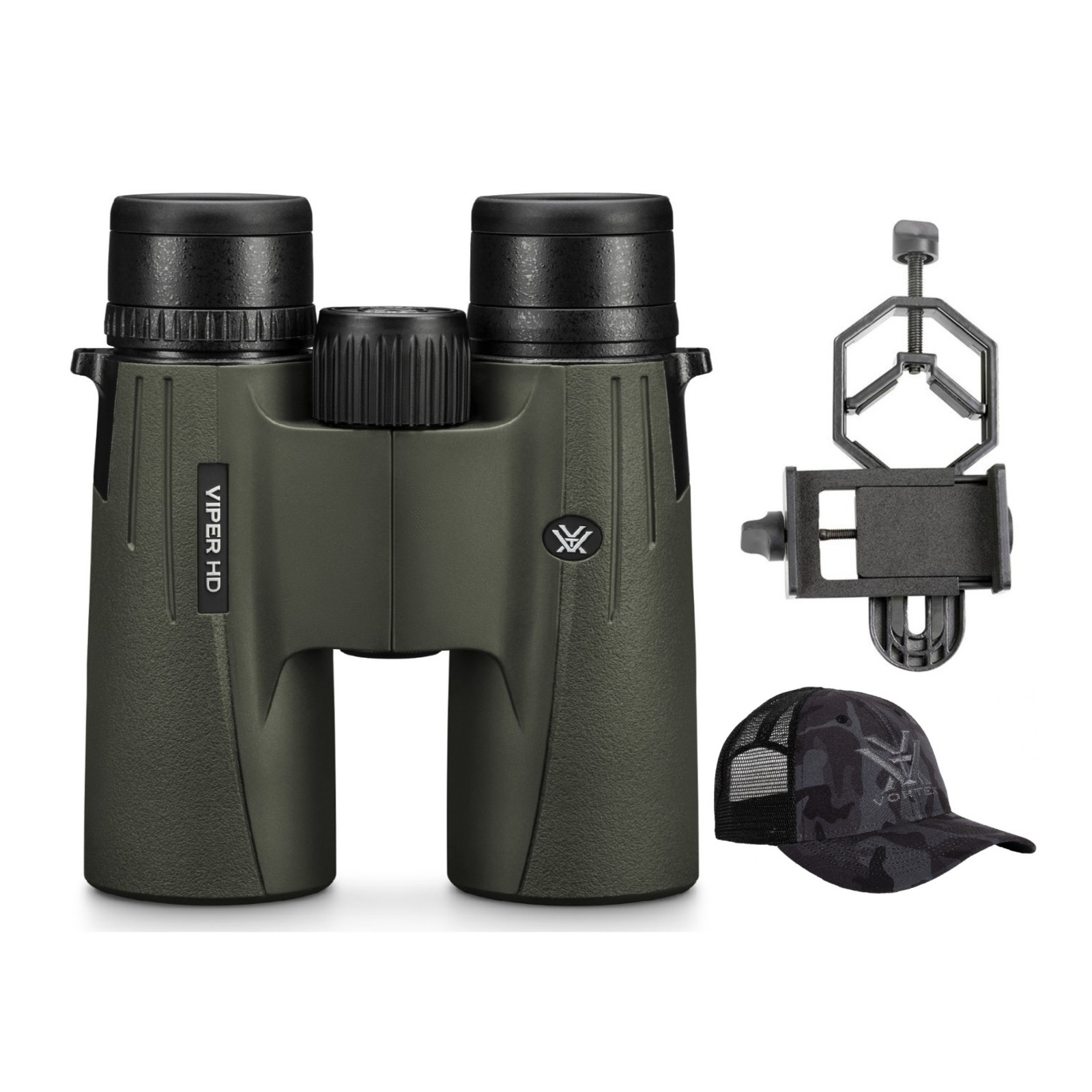 Vortex Viper HD 10x42 Roof Prism Binoculars w/ 3-Axis Smartphone Adapter Bundle