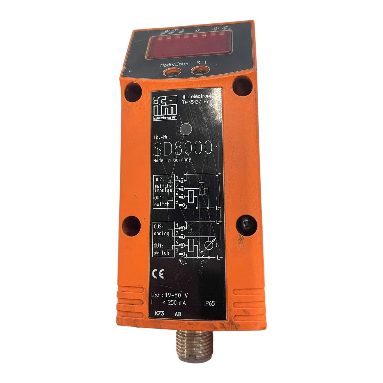 IFM Flow Sensor With Display SD8000 M12, 19-30V DC, IP65 Industry