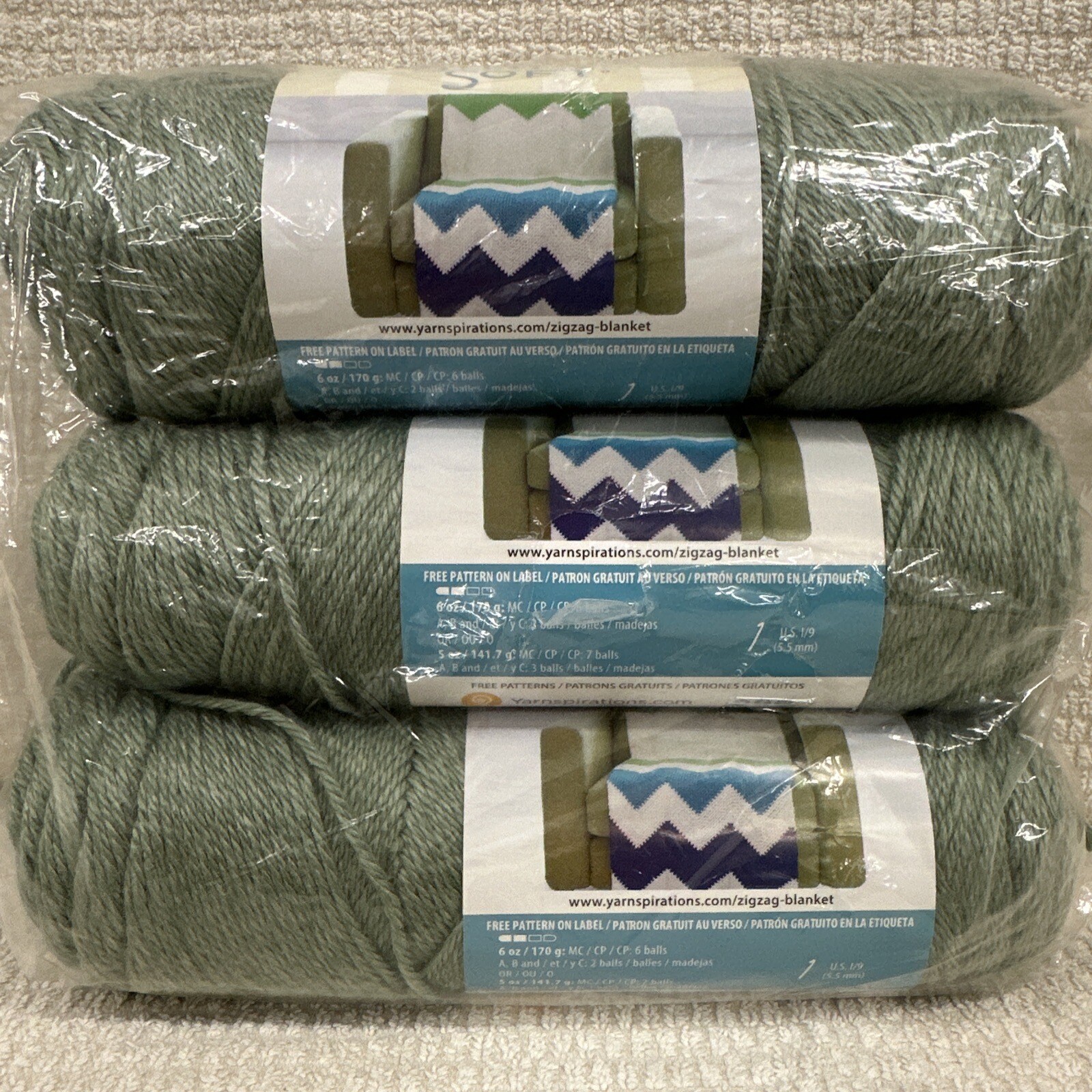 (3) CARON Simply Soft 5oz 250yds Med 4 Woodland Heather 9503 Acrylic NEW 2015