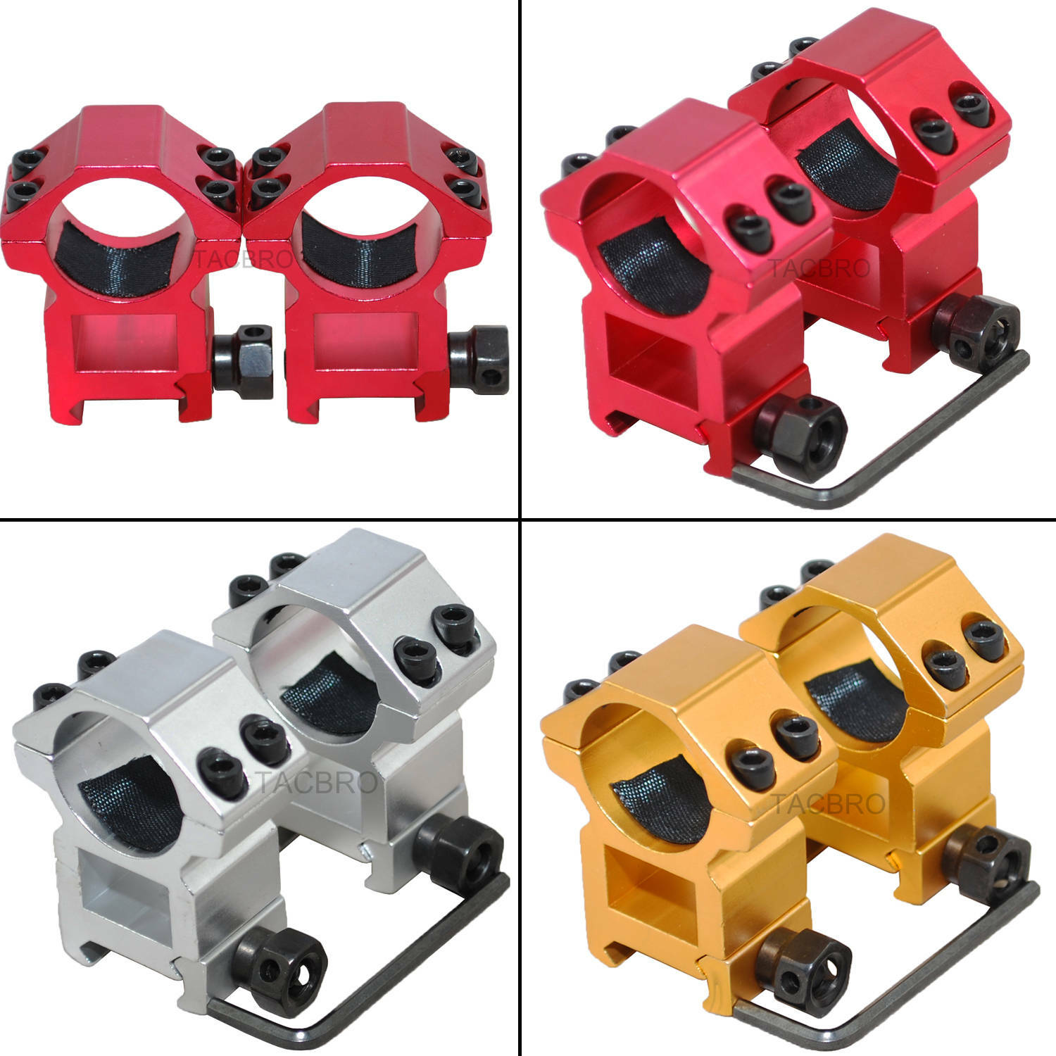 1 Pair 1'' Scope Rings for Weaver/Picatinny Mount-Extra High Profile (Color Var)