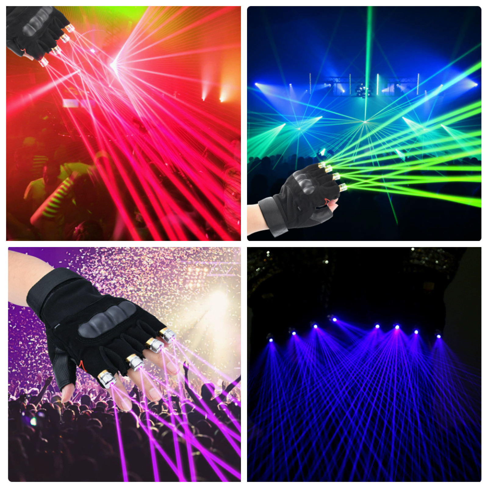 Red/Green/Purple/Blue Luminous Gloves Performance Props Night Show