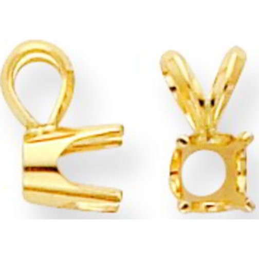 14K Gold 0.1ct 4 Prong Round Pendant Setting