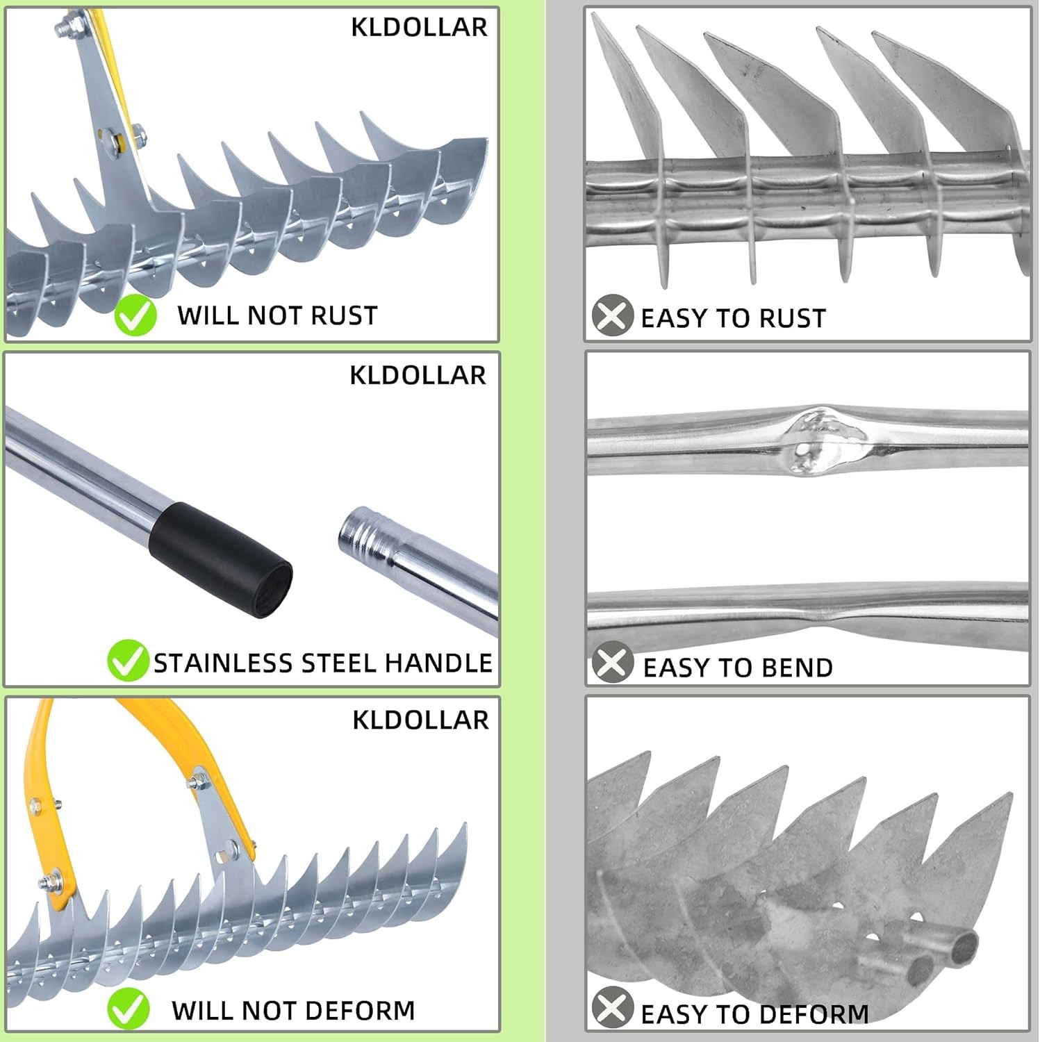 Thatch Rake 15 Inch Wide Efficient Dethatcher Rake for Cleaning Dead Grass