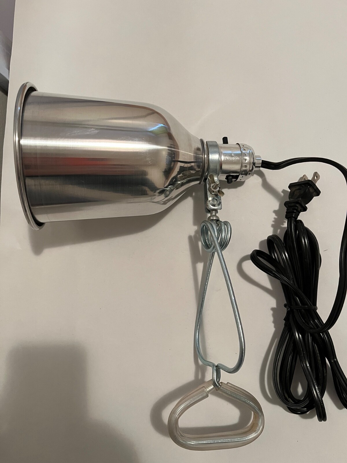 Aluminum Clamp Lamp  5 inch Bullet Shade, Heavy duty clamp, 7-1/2 feet Cord