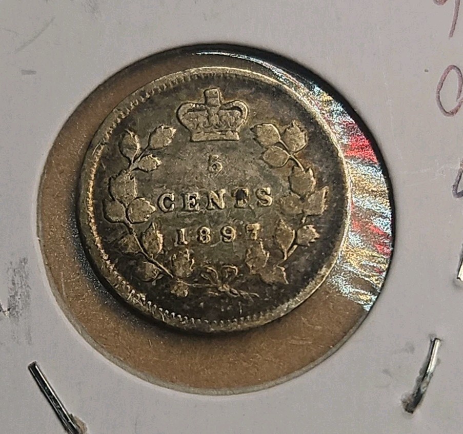 1897 Canada 5 Cents Silver Coin