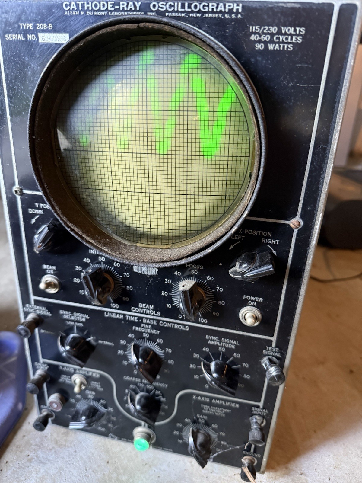 DuMont Labs ​Oscillograph; Type 208-B; Read Description