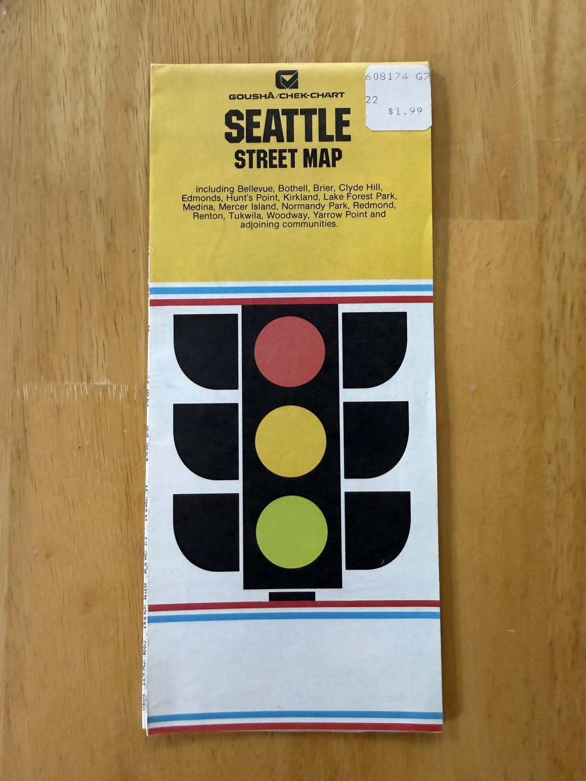 Vintage Gousha Chek-Chart Seattle Street Map Travel Guide Folded Brochure USA