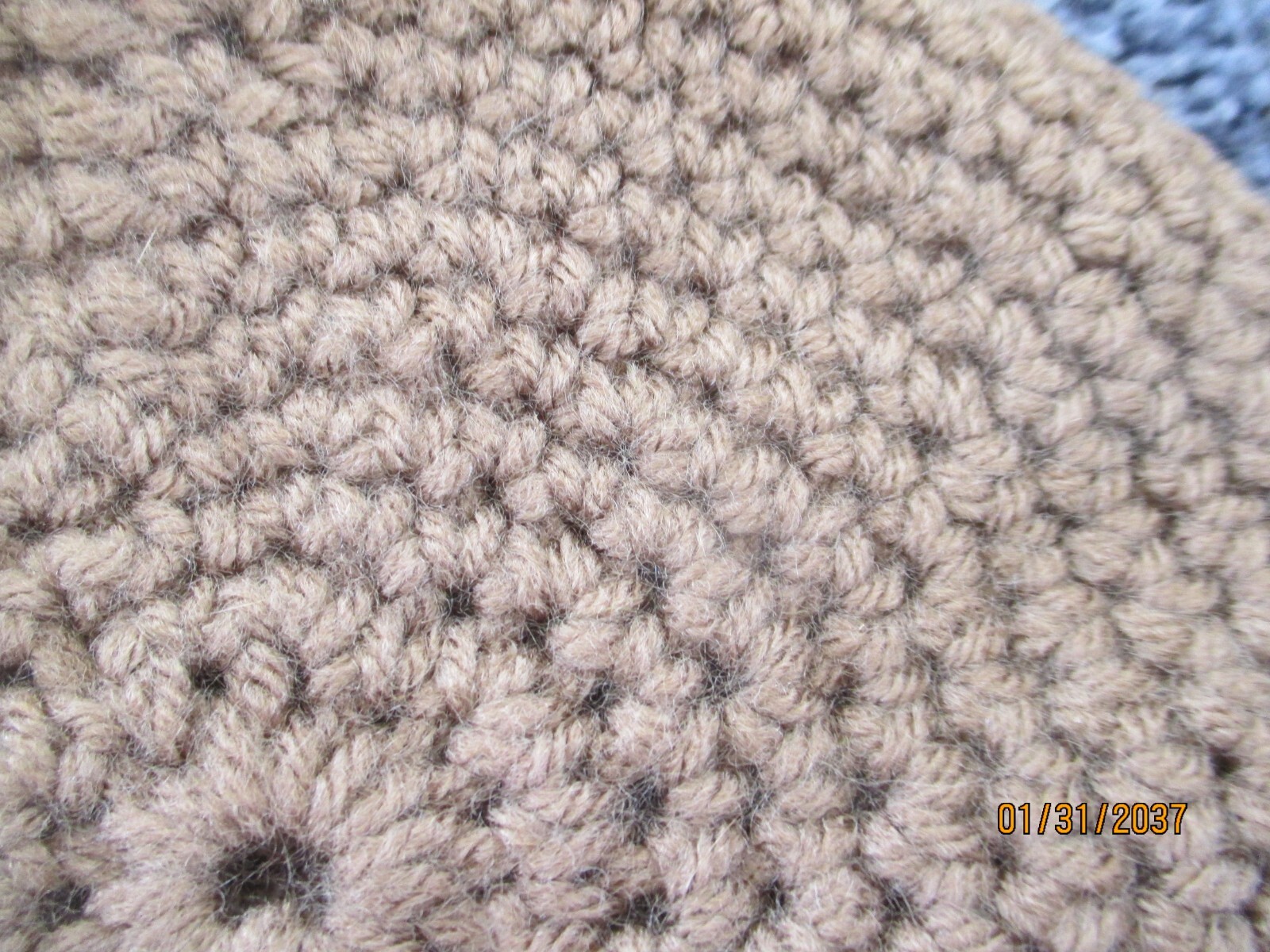 Crocheted Newsboy Cap Medium BROWN w/ Strap 100% Acrylic Teen or Adult Size