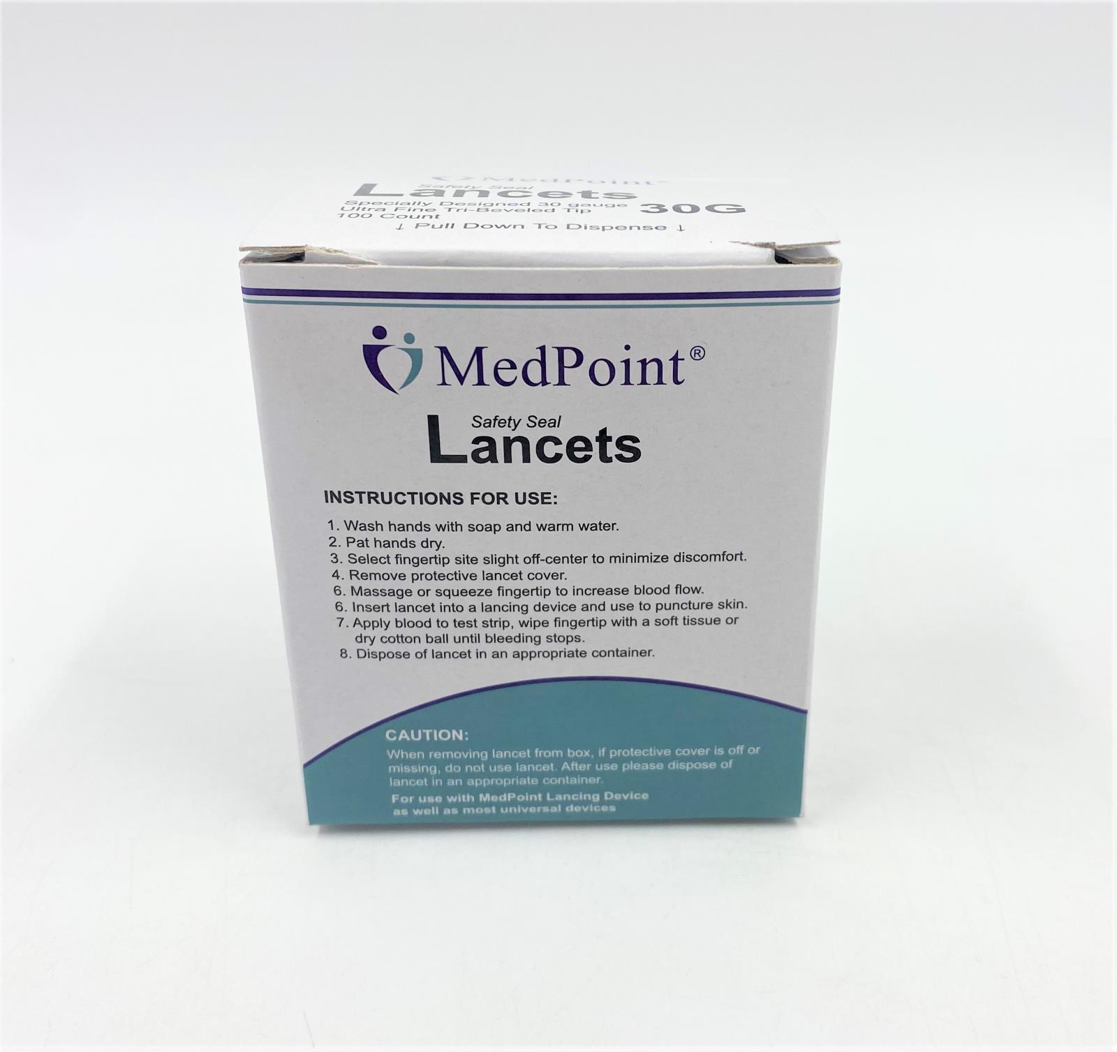 Med Point Safety Seal Lancets 30g 100 Sterile Tip One Time Use Lancets
