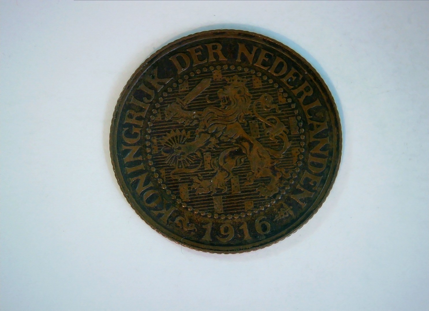 Netherlands 1916 2 1/2 Cent Wilhelmina (legend reverse) 2½ cent Coin