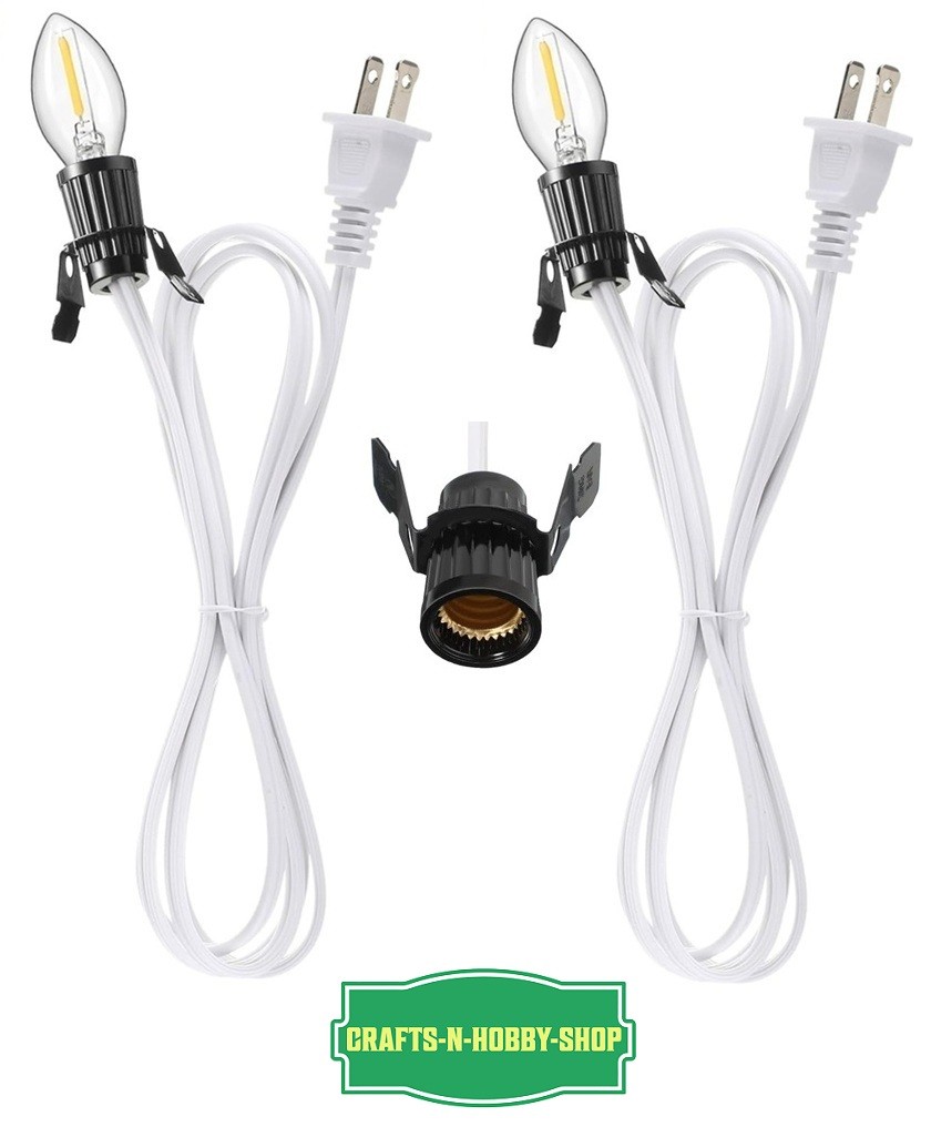 Lot of 2 ~ LED Bulb 0.7w Clip in Lamp White Cord for Christmas Salt Lamp Pumpkin