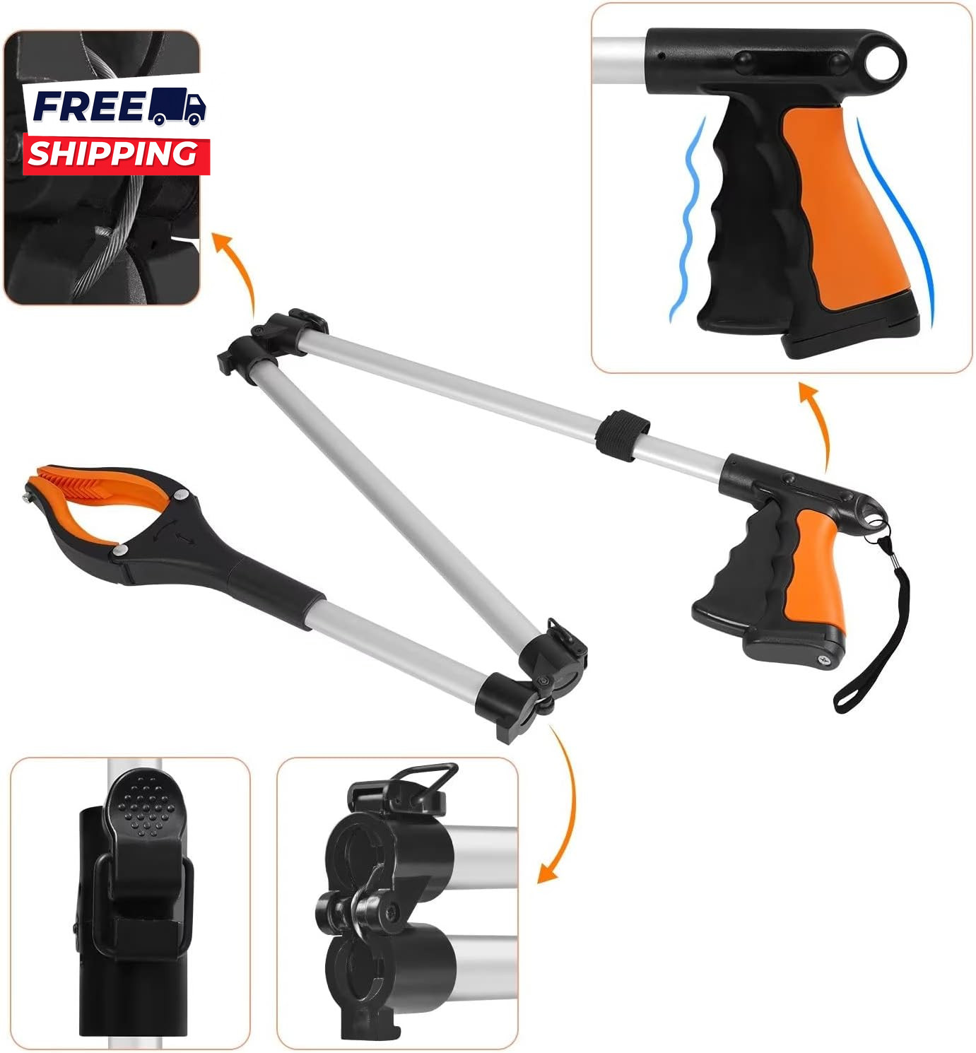 43" Extra Long Grabber Tool Foldable Grabbers for Elderly Grab It Reaching