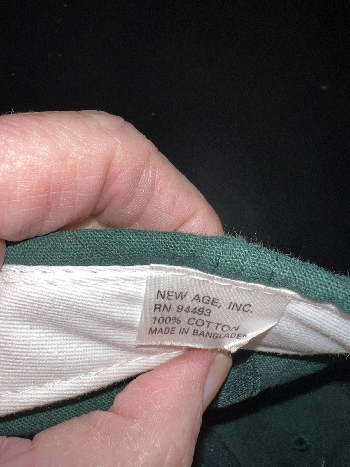New Age Dark Green American Flag Patch on Front Cotton Cap Hat EUC Adj