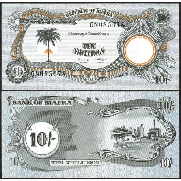 1969 BIAFRA 10 Shillings - UNC - Pick 4