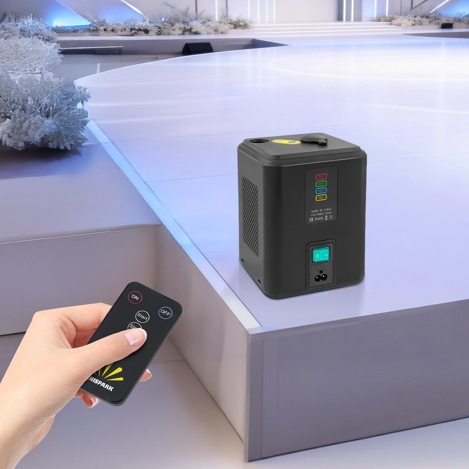 Black Electronic Stage Effect Light Device w/Remote,350W Mini Cold Spark Machine