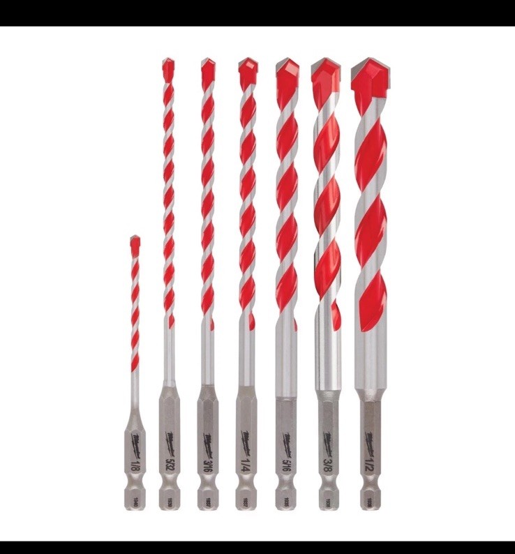 Milwaukee 48-20-9057 7pc. Large SHOCKWAVE Carbide Hammer Drill Bit Kit