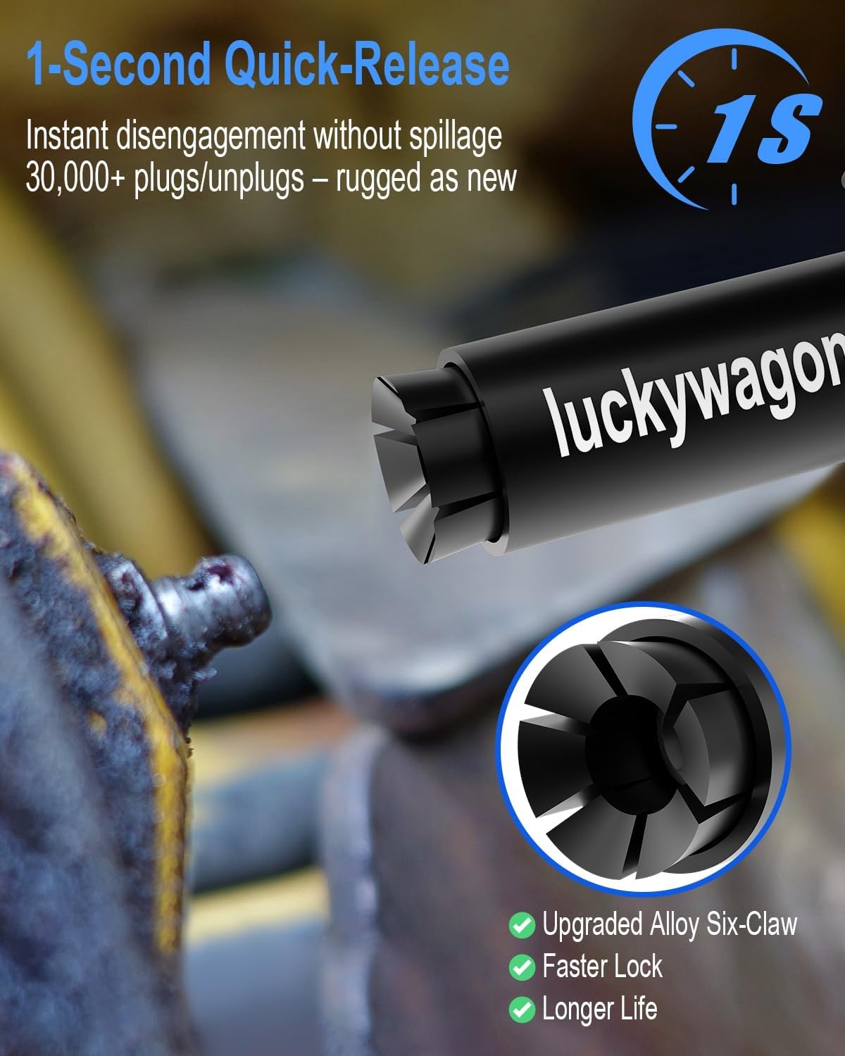 Grease Gun Coupler Black Leakproof Grease Gun Tips Quick Lock Release High Pr...