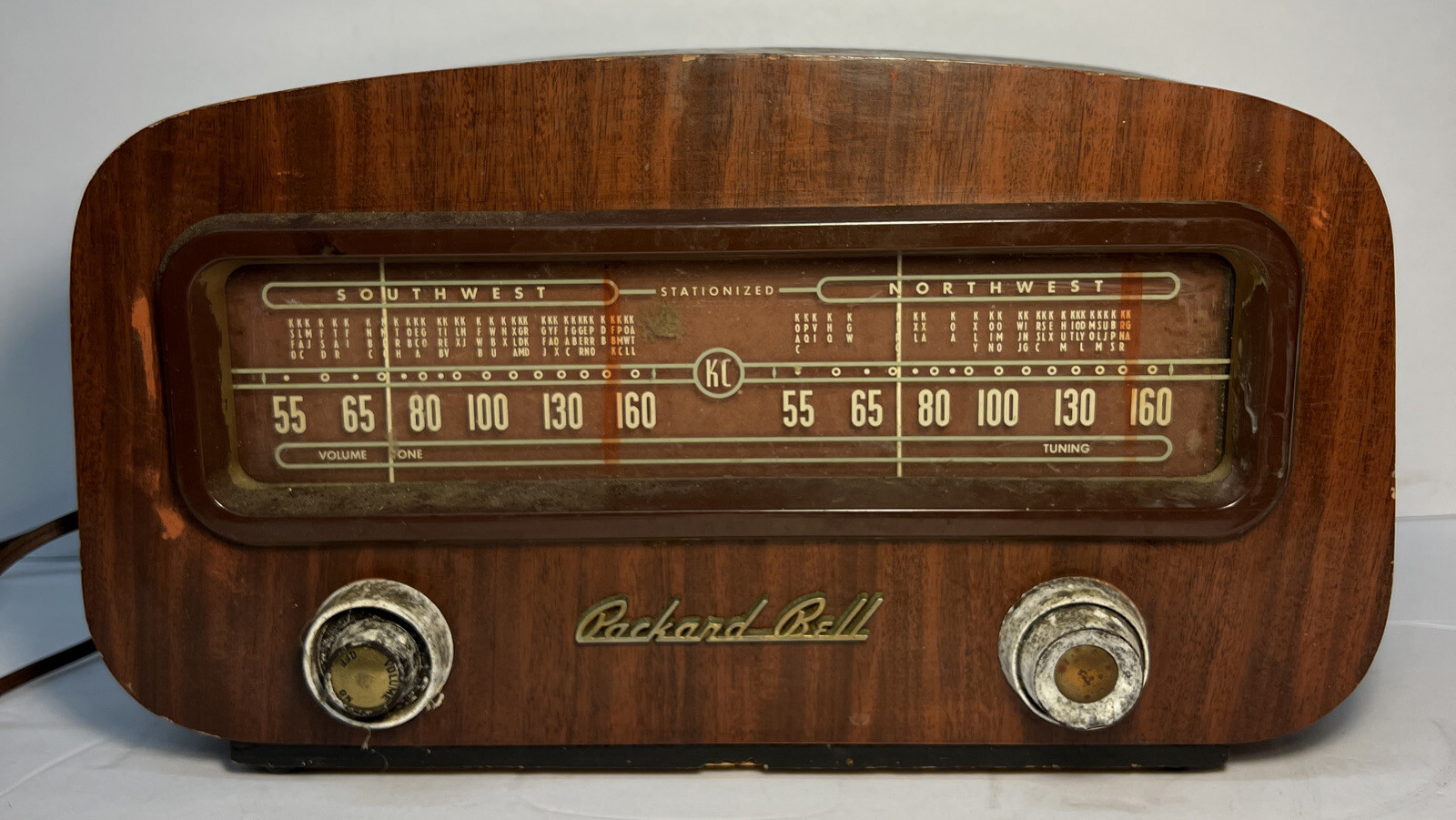 Vintage Tube Radio Packard Bell 602 Dual Tuning Stationized Art Deco Wood