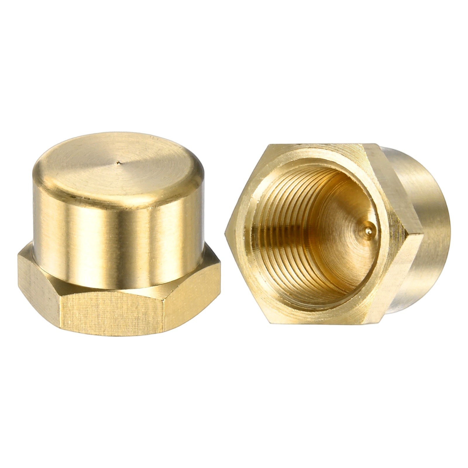2-Pack Brass Pipe Fitting, 3/8 Inch NPT Female Thread Hex End Cap