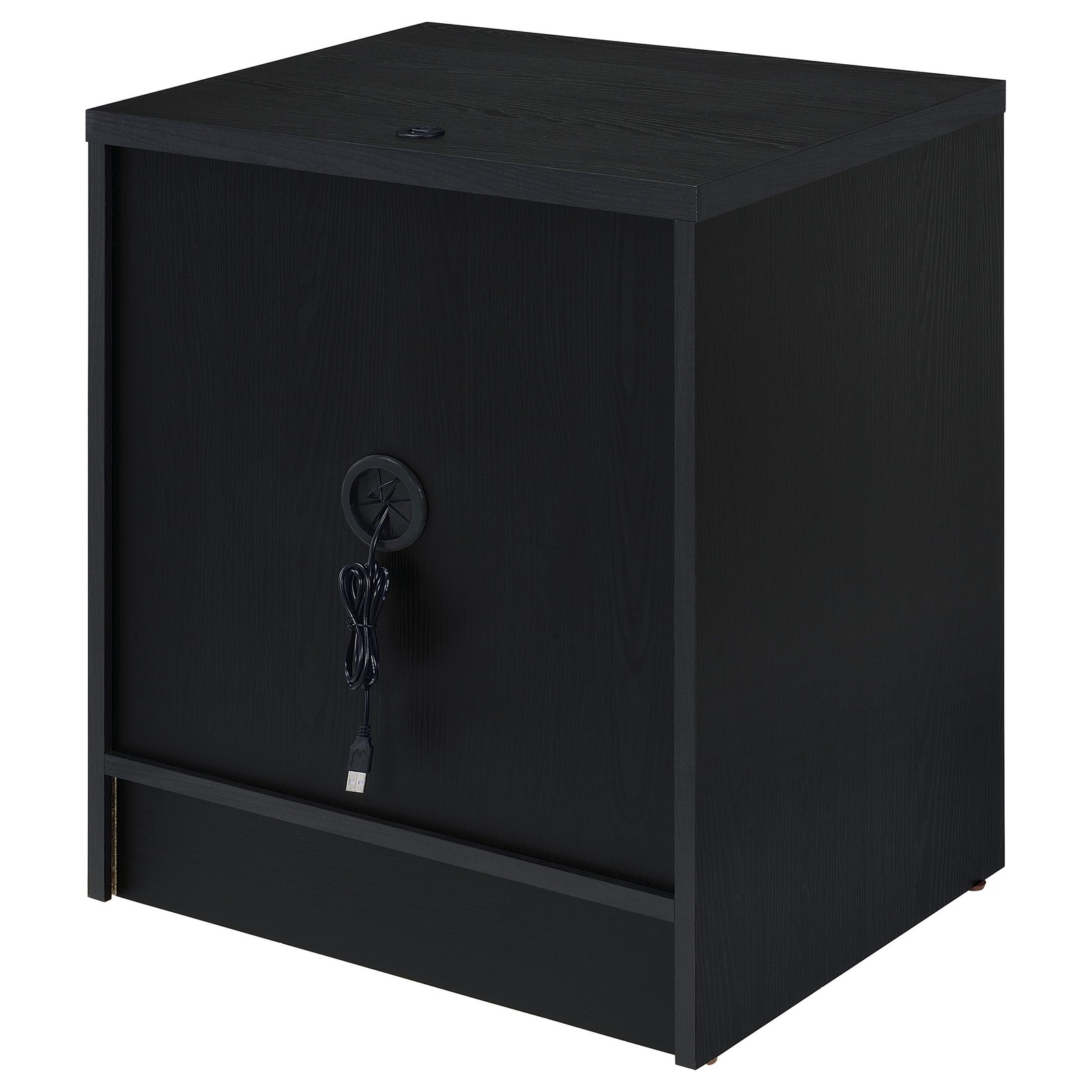 Geary Black 2-drawer Nightstand LED Lights and USB