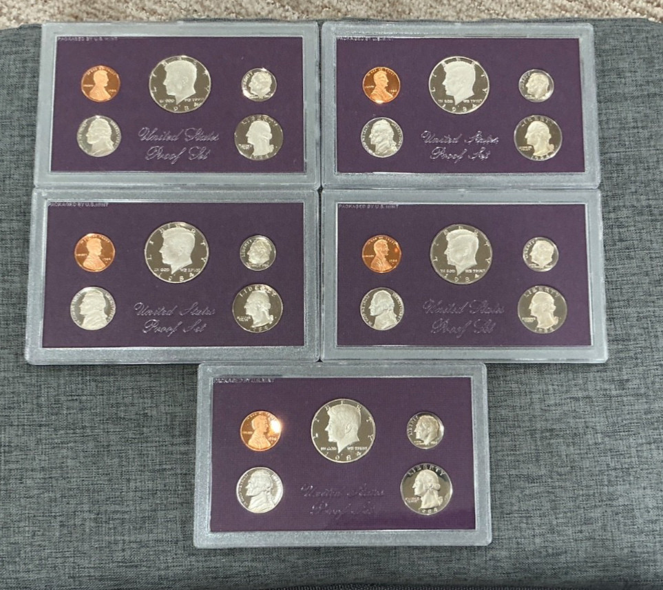 (5) 1984-S Clad U.S. Mint Proof 5-Coin Sets in Original Packaging