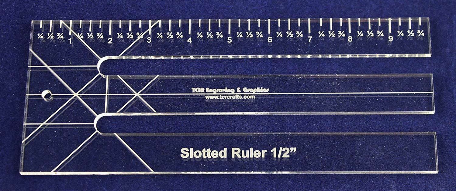 10" Slotted-Ruler - 1/2" Slots - Acrylic 1/4" thick. Quilting/Sewing