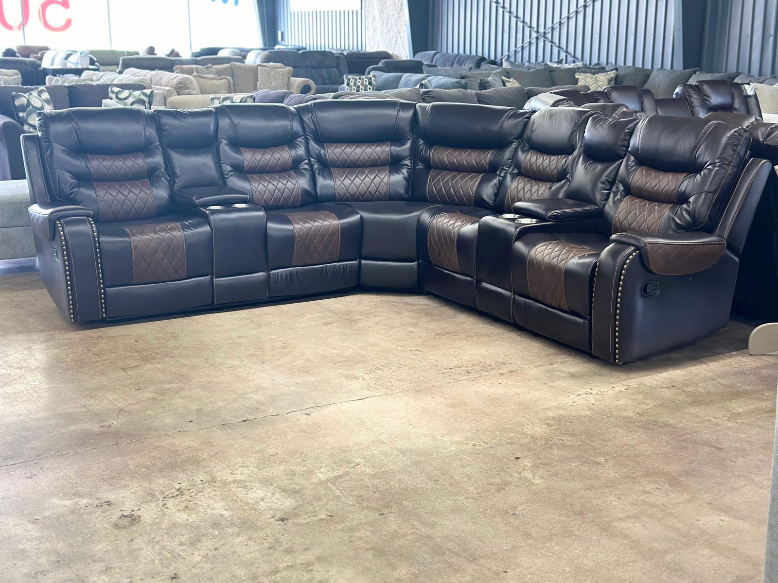 Martin Starwood Dual Reclining Sectional Black & Gray, Black & Brown, or White
