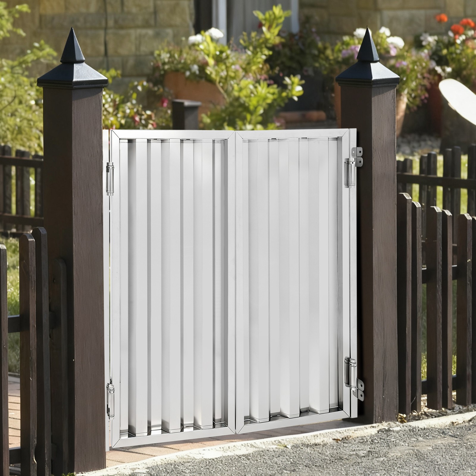 2Pcs Entrance Partition Doors Stainless Steel Door Fence Panel for Outdoor Yards