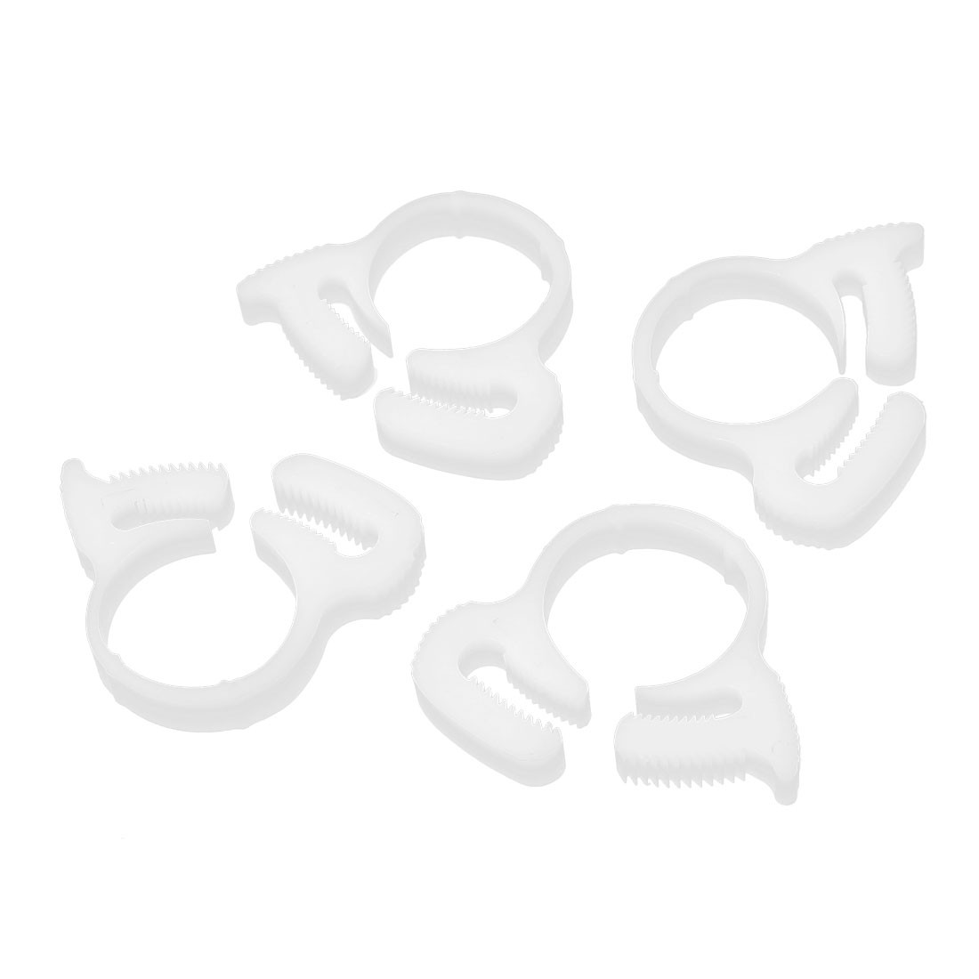 17.2mm-19.2mm Double Gripping Plastic Hose Clamps Clips Fasteners White 4 Pcs