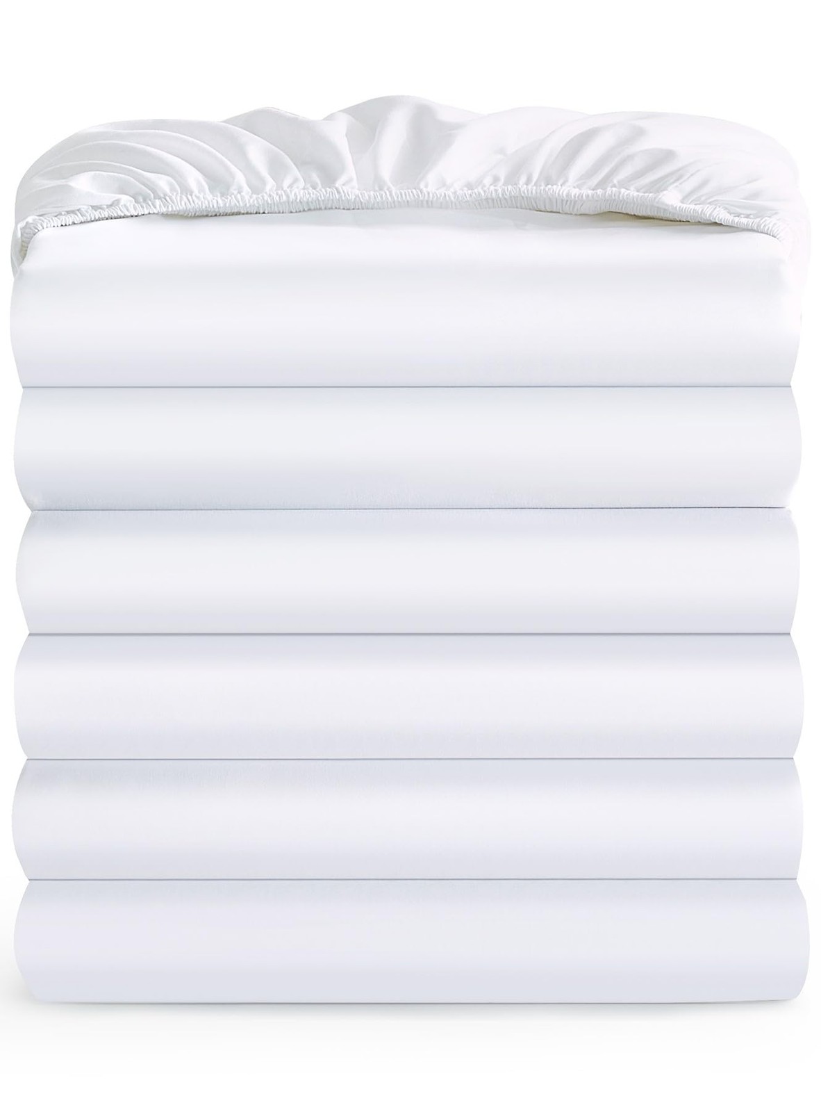 Twin Fitted Sheet Only - Bulk Pack of 6 Bottom Sheets - Premium Soft & Breath...
