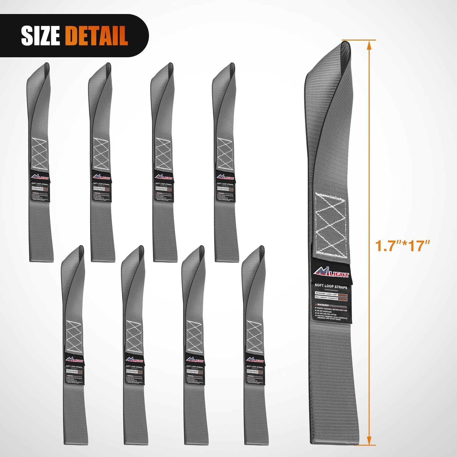 Nilight Motorcycle Tie Down Straps Max Break Strength 12000Lbs Grey