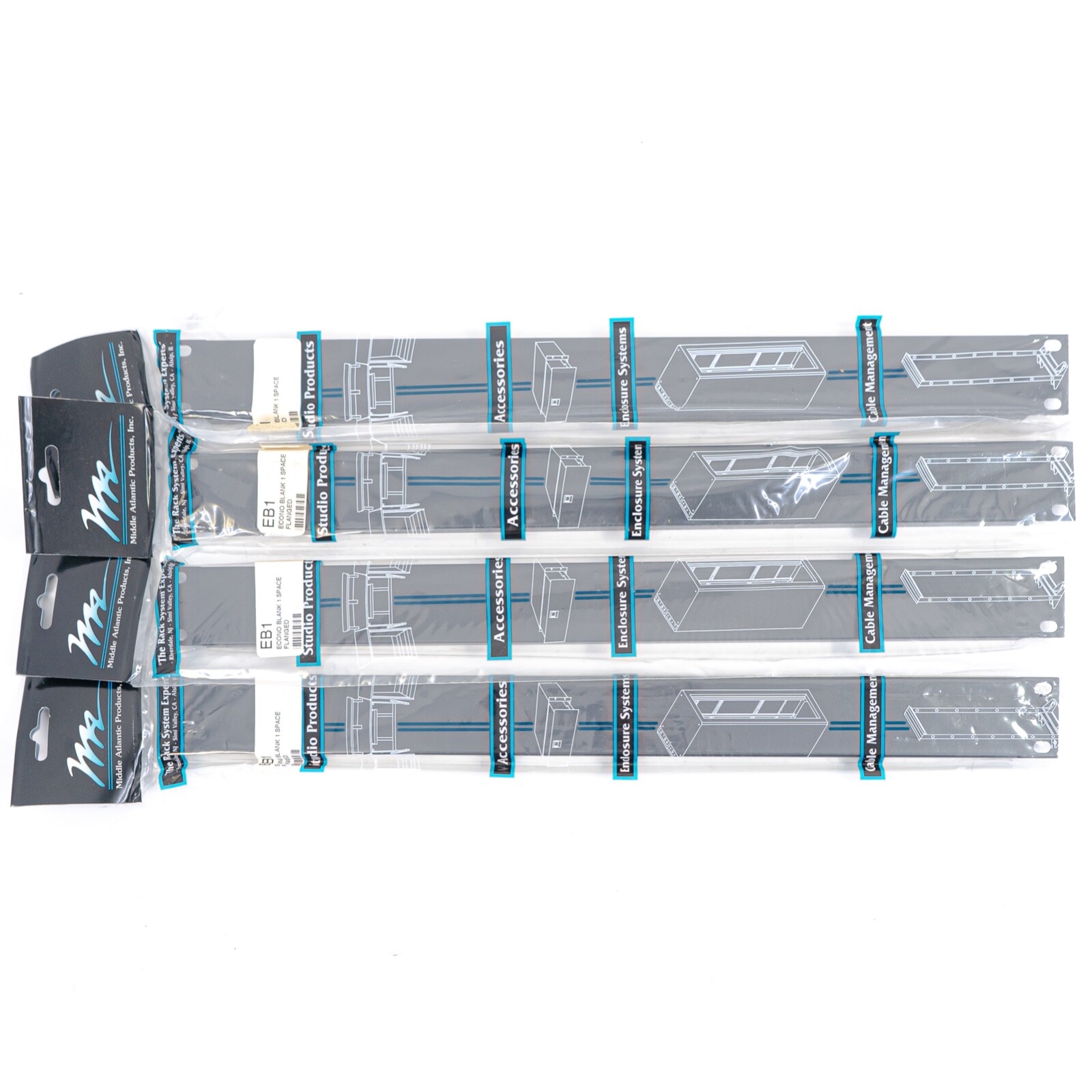 Middle Atlantic EB Series Flanged Blank Panel EB1 - Set of 4 (New)