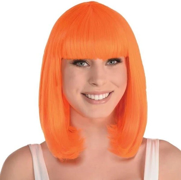 Amscan Orange Long Bob Wig Halloween Costume Accessory Adjustable Cap