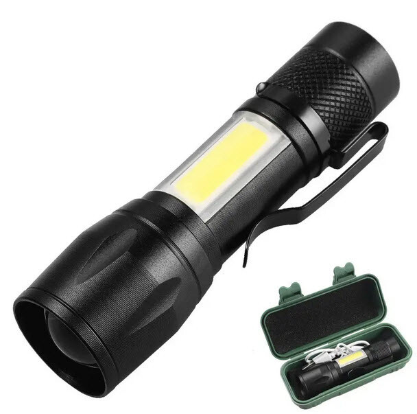 Mini LED Flashlight Black USB Rechargeable Handtool lamp Camping Tourch Lantern