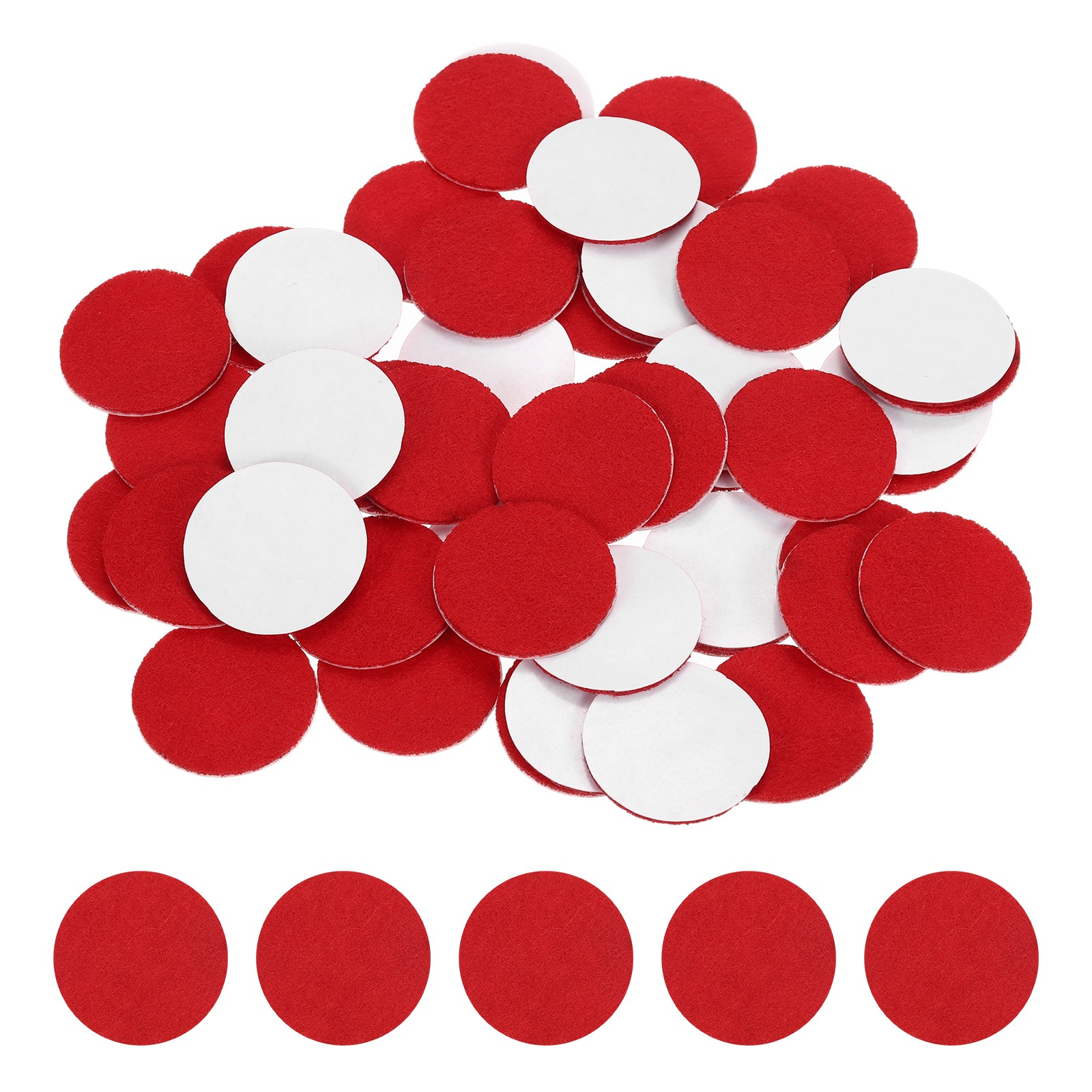 50Pcs Adhesive Felt Circles 1.5" Round Non-Woven Felt Stickers Red