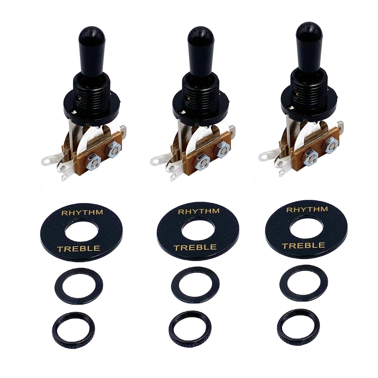 3 Packs Guitar Toggle Switches, Three-Way Position Black Toggle Switch Pickup...