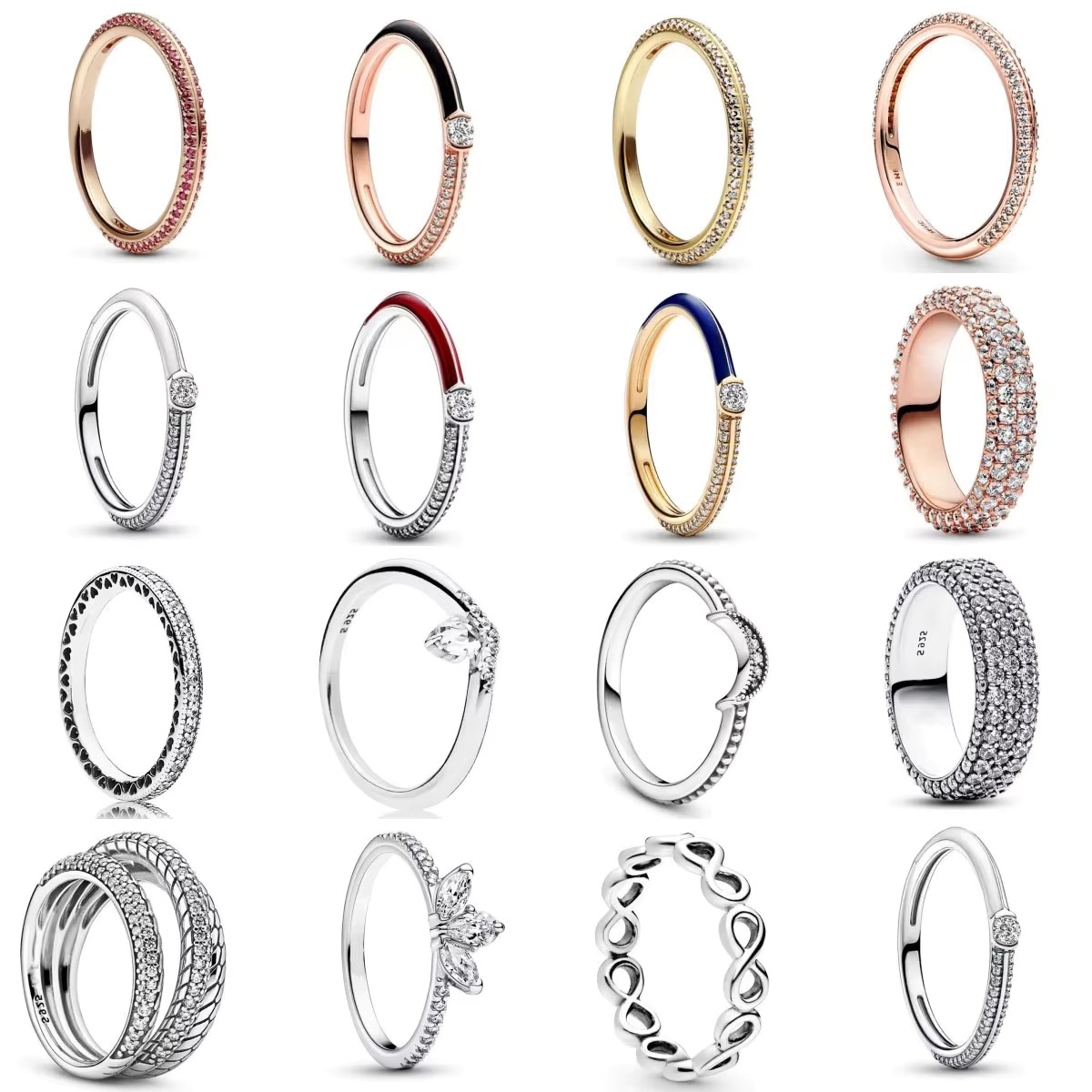 New Sparkling Double Heart Crown Ring Romantic Fashion Jewelry Choose Your Style
