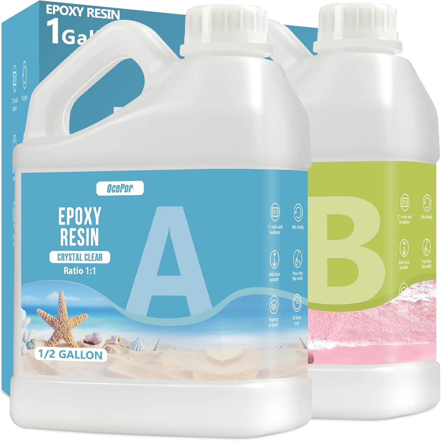 Epoxy Resin-1 Gallon, Crystal Clear Epoxy Resin Kit, No Yellowing No Bubble Art