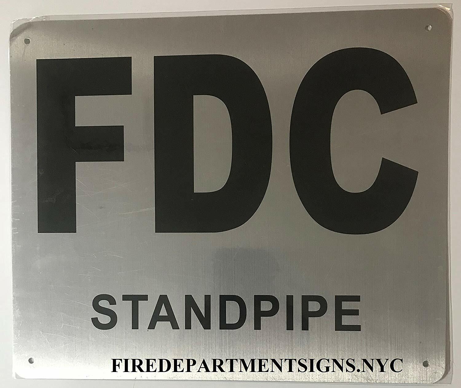 FDC Standpipe Sign - (Brushed Aluminium, 10x12) Potere d'argento Line-REF24-1027