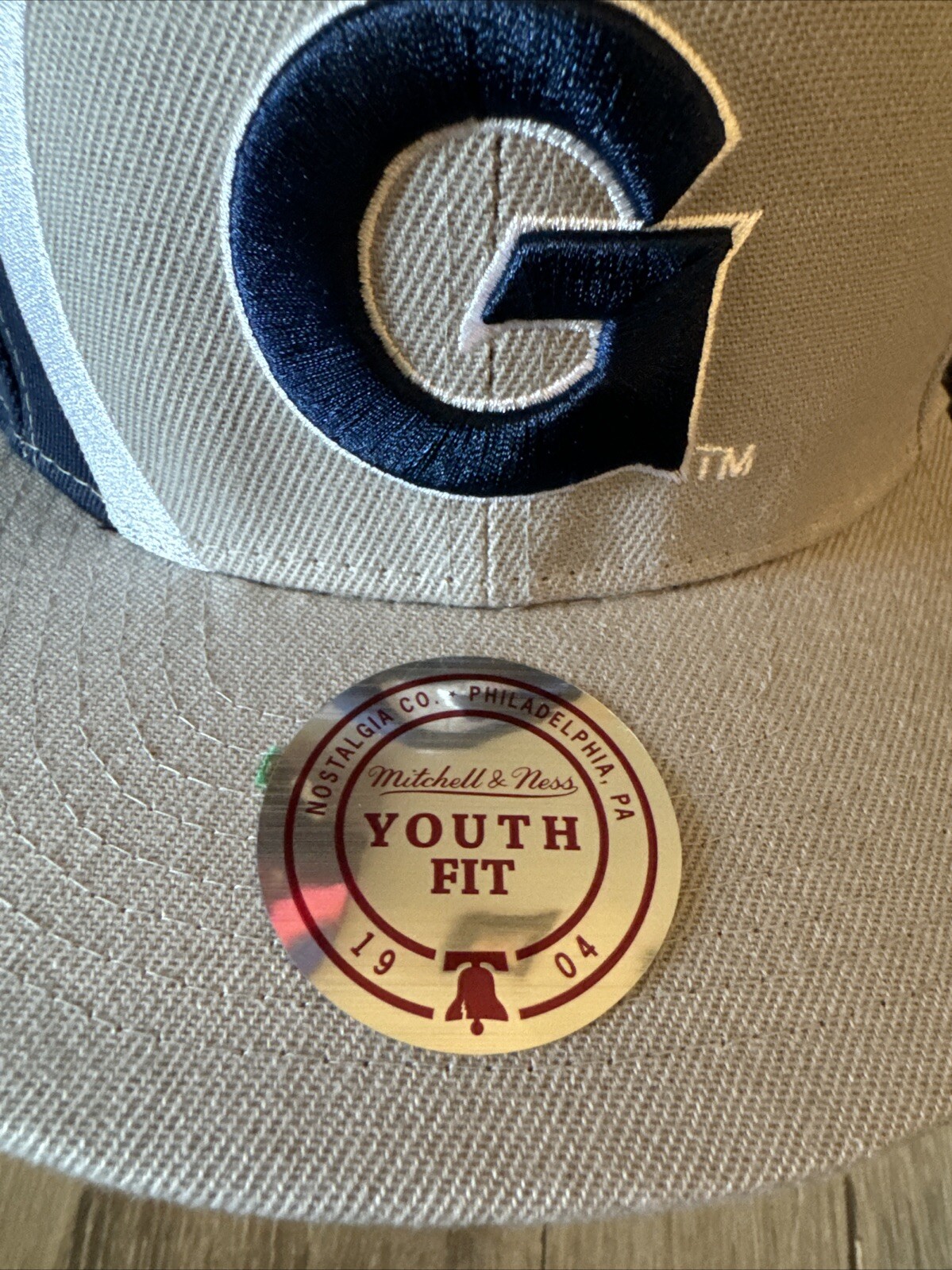Mitchell & Ness Georgetown Hoyas Varsity Letter Navy Youth Snapback Hat Cap NEW