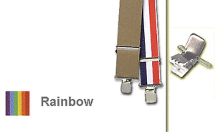 RAINBOW TERRY SUSPENDERS clown gay parade adult halloween costume red 42"