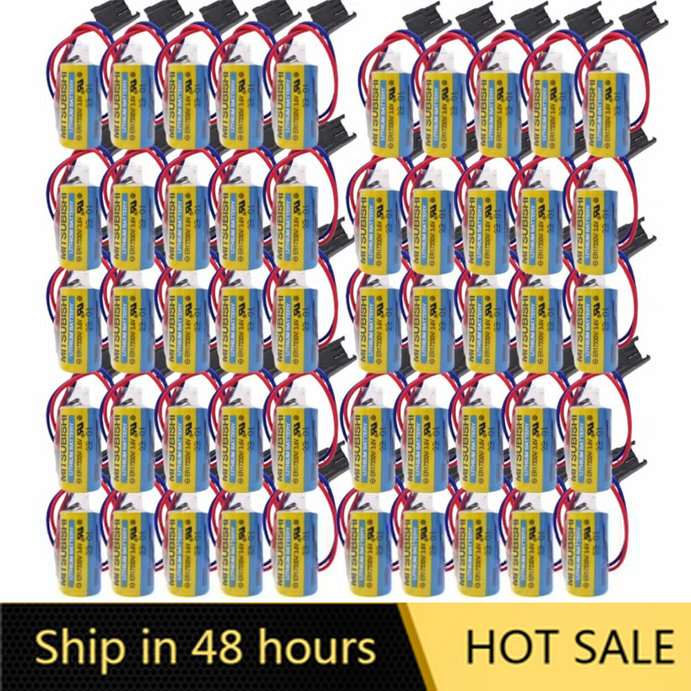 50 X MR-BAT ER17330V/3.6V A6BAT PLC Battery for FANUC CNC System Power with Plug