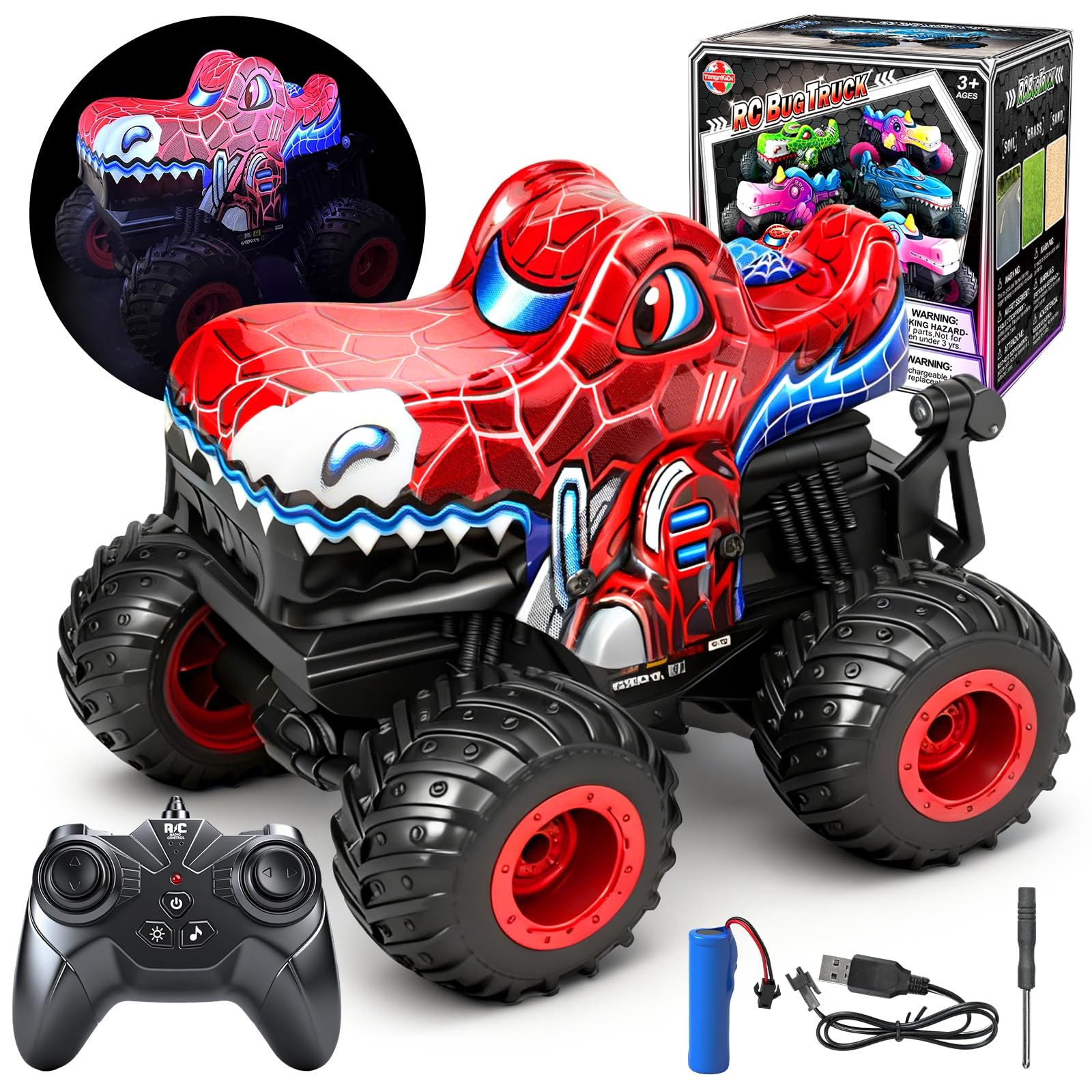 Remote Control Monster Truck, 2.4Ghz Spider Rc Monster Truck Toys Rchargeable...