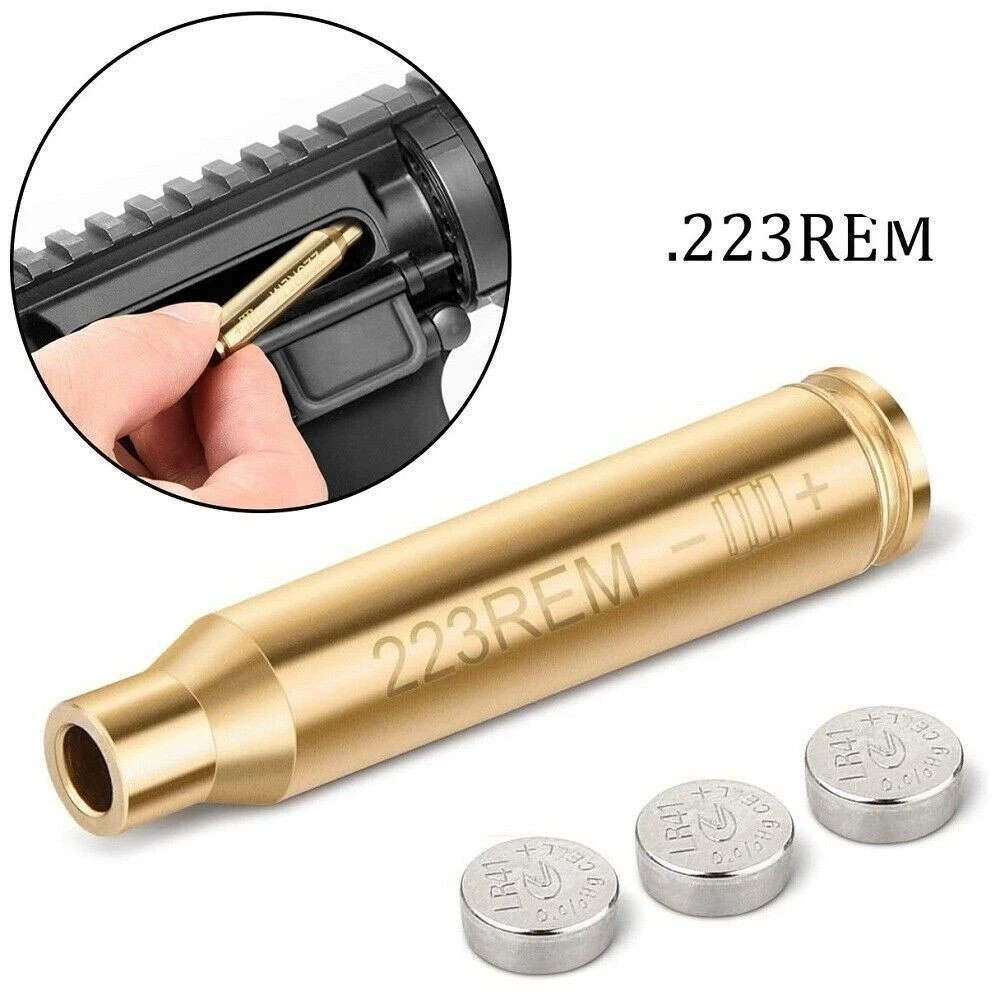Red Laser Boresight CAL 223 Red Dot Laser Cartridge Bore Sighter Battery Include