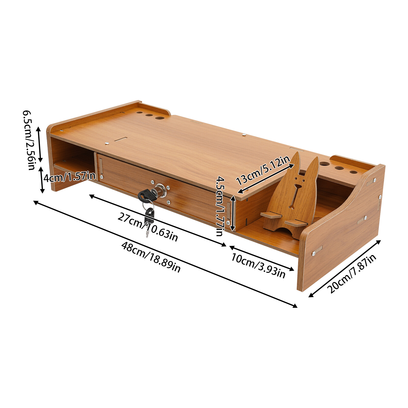 Wood Monitor Riser w/ Drawer Computer/Laptop/PC Stand for Desk Organizer