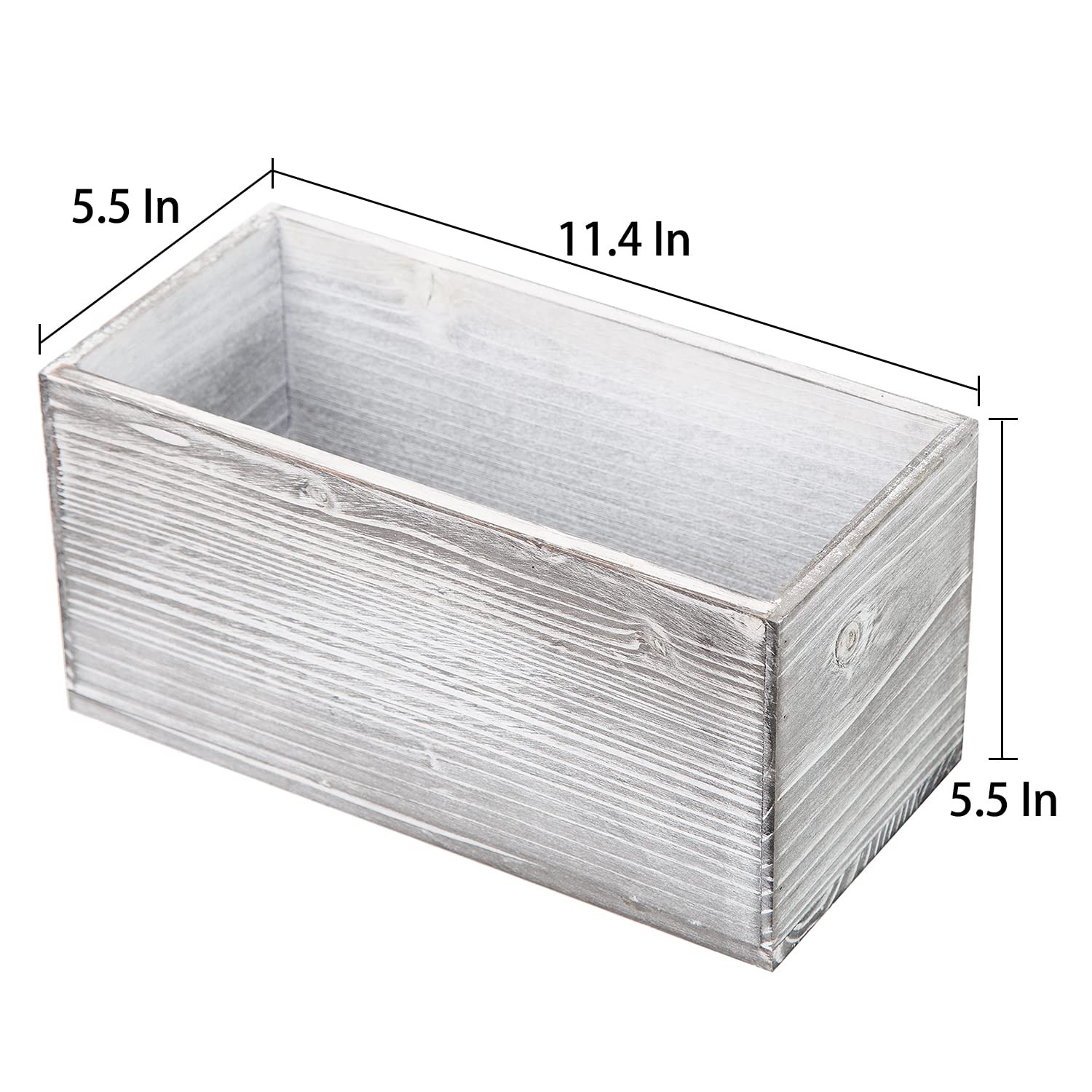 Rustic Gray Wood Mail Box Storage Holder File Organizer Tabletop Basket Script