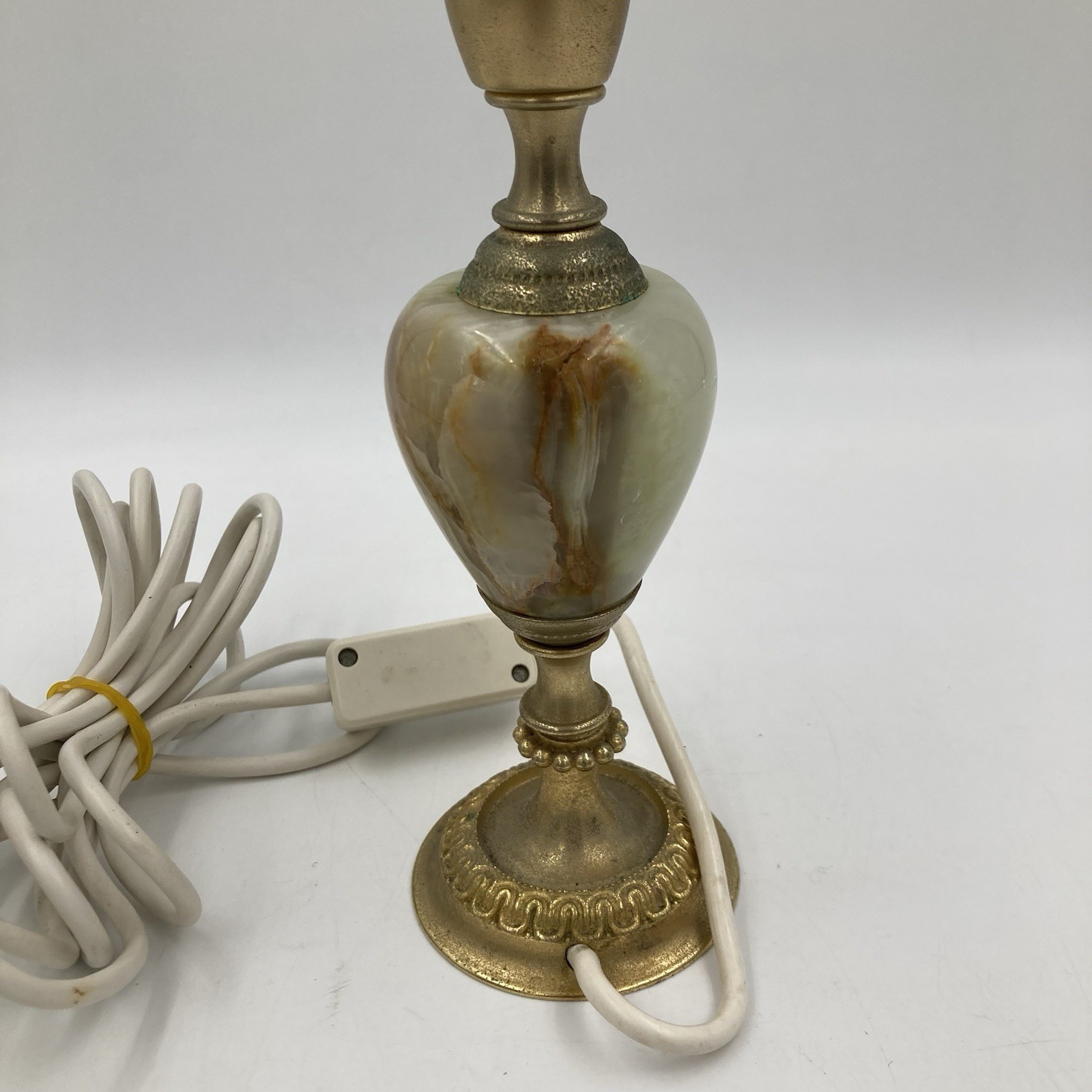 Vintage Brass & Stone Table Lamp Traditional Classical 27cm